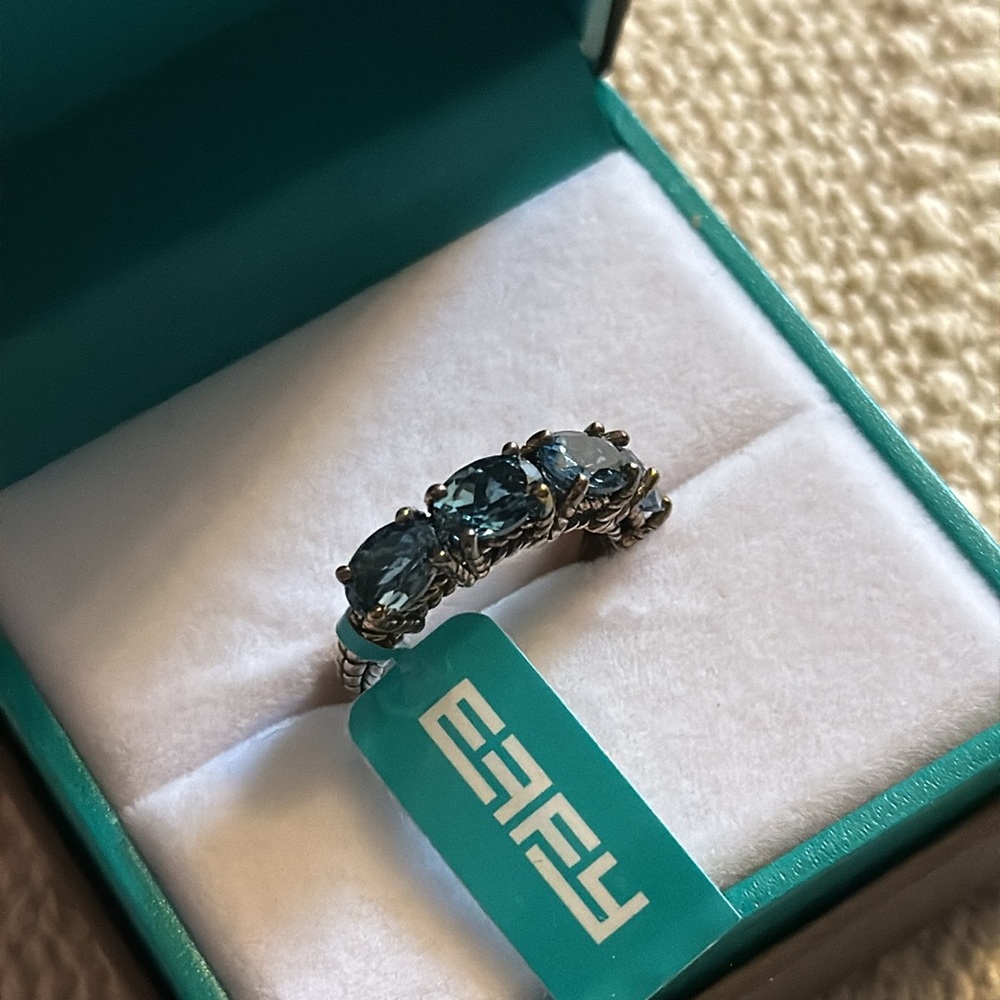 Effy Blue Gemstone Silver Ring (Sz 7)